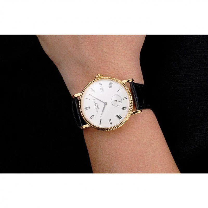 Calatrava Dial White 38 mm, Yellow Gold Plated