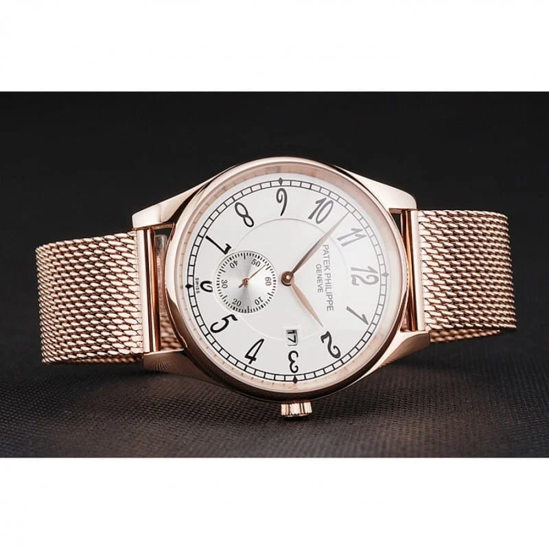 Calatrava Small Seconds Dial White 40 mm, Rose Gold Plated