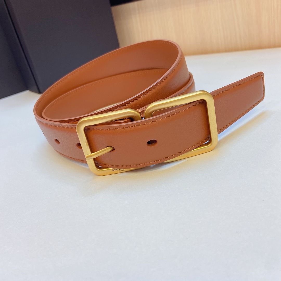 YSL Saint Laurent Leather Belts 1:1 Mirror Version