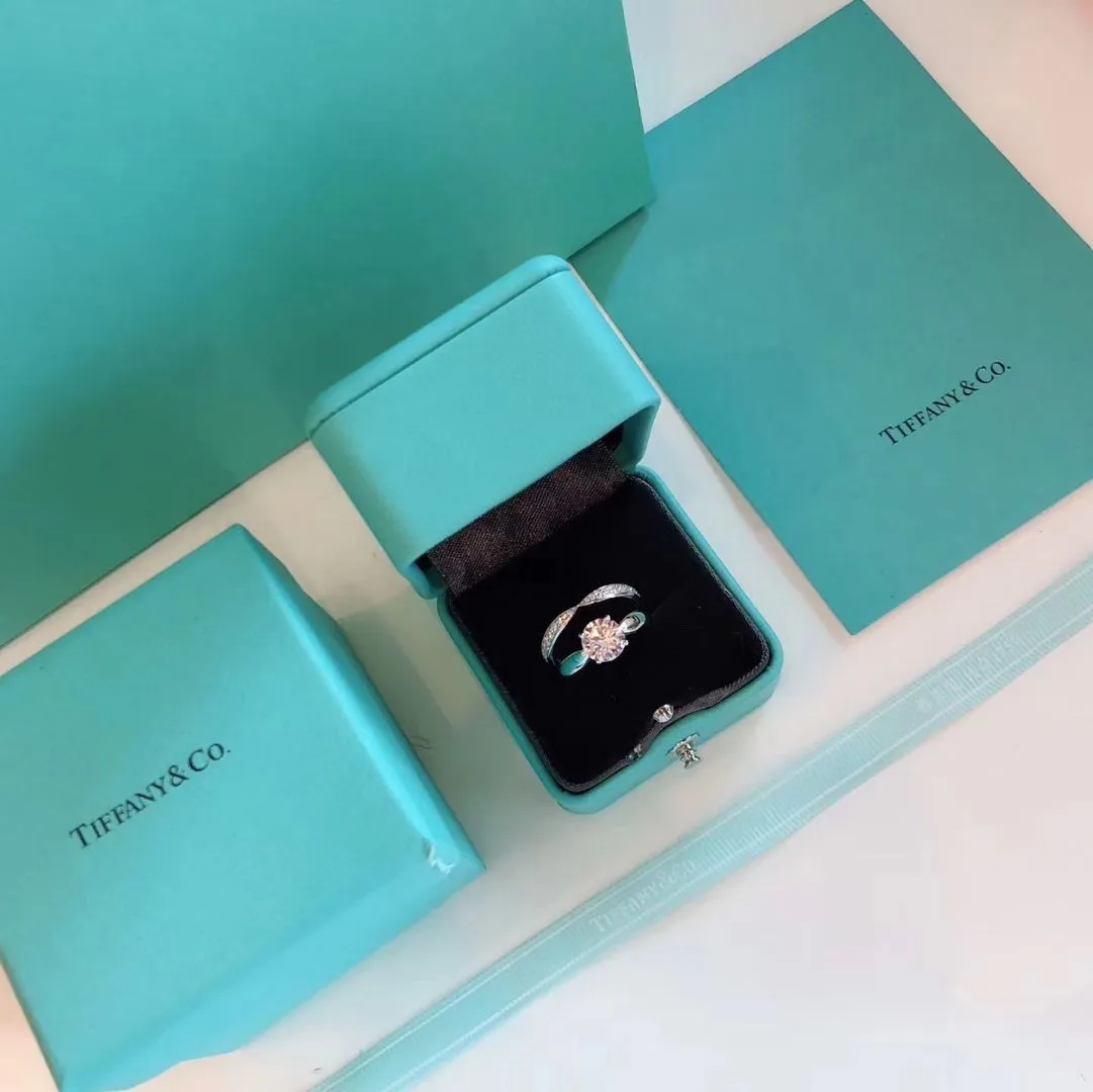 Most New Tiffany Love Setting Fully-diamonds Silver Band Women Four Paws Two-in-one Engagement Ring UK