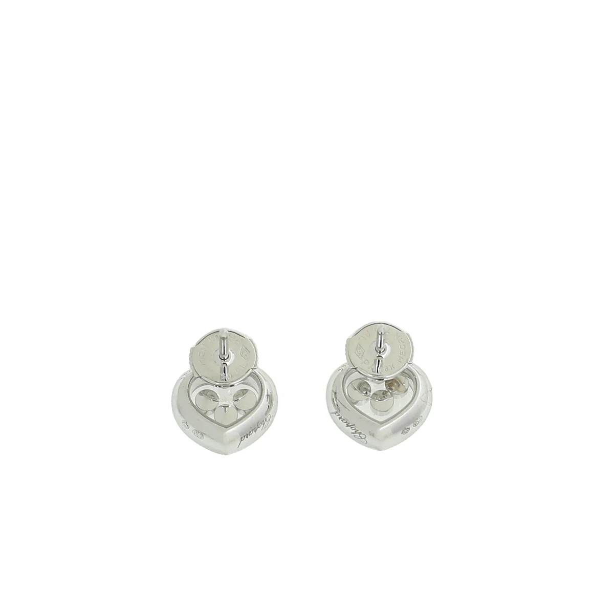 Chopard 18K White Gold Diamond Happy Heart Studs Earrings