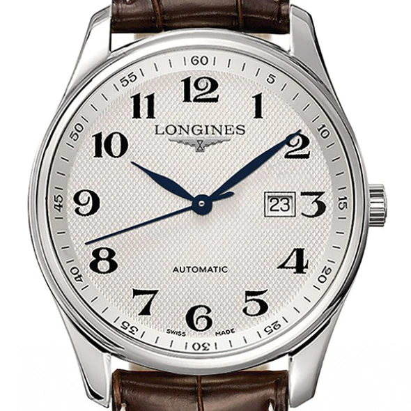 Master 42MM Automatic Silver Brown Alligator Watch L28934783