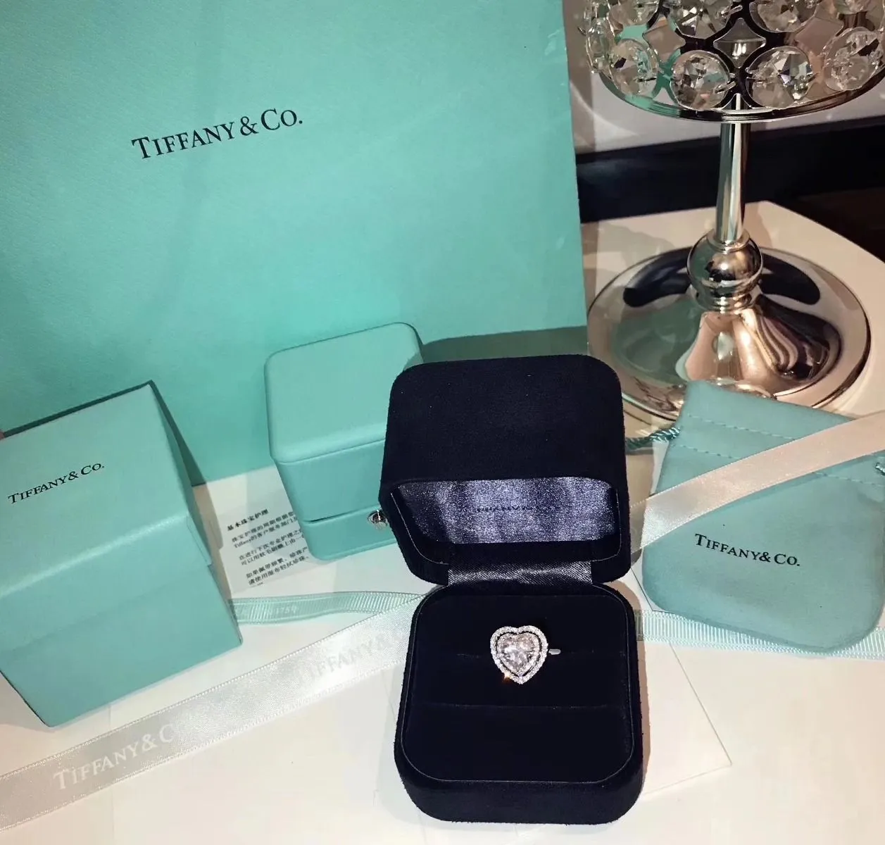 Cheap Tiffany Double Layer Hearts Diamonds Ring Chicago Cool Style Lady Jewelry