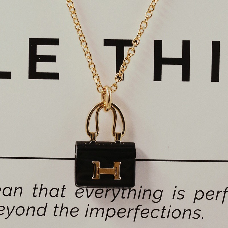 Hermes Black Bag Necklace