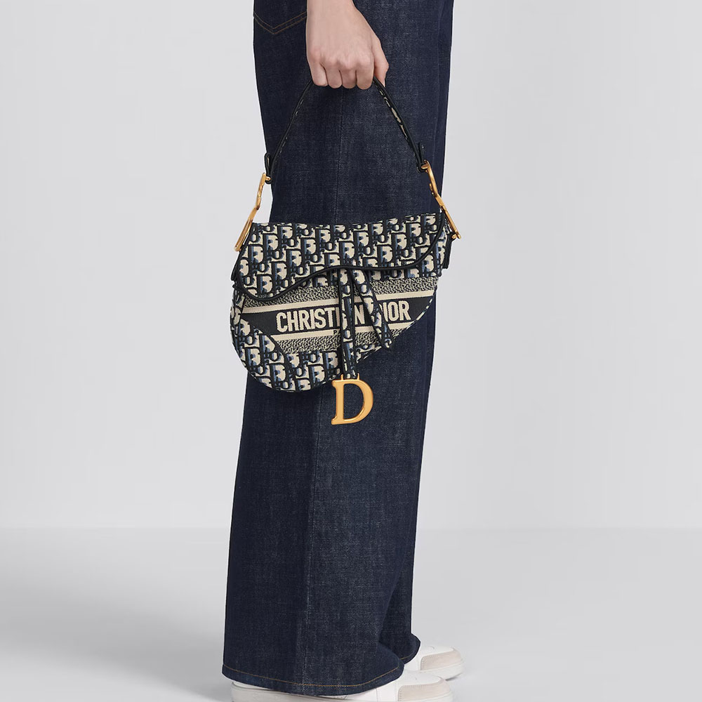 Dior SADDLE Bag Oblique Embroidered (Replica)