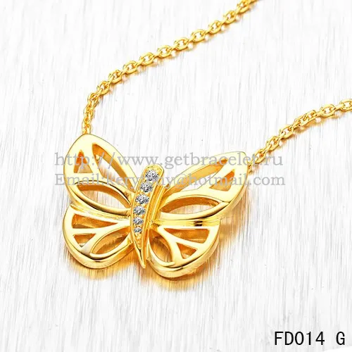 Van Cleef Arpels Butterfly Hollowing Carving Pendant Yellow Gold With Diamond