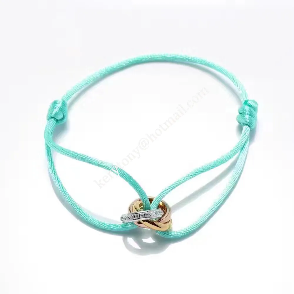 Most Luxury Cartier Trinity Rope Bracelet White Gold/Yellow God/Rose Gold With Diamonds Low Price