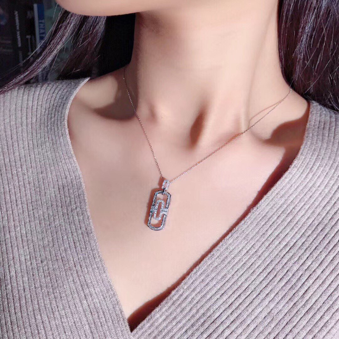 Bulgari Paperclip Necklace with Diamonds