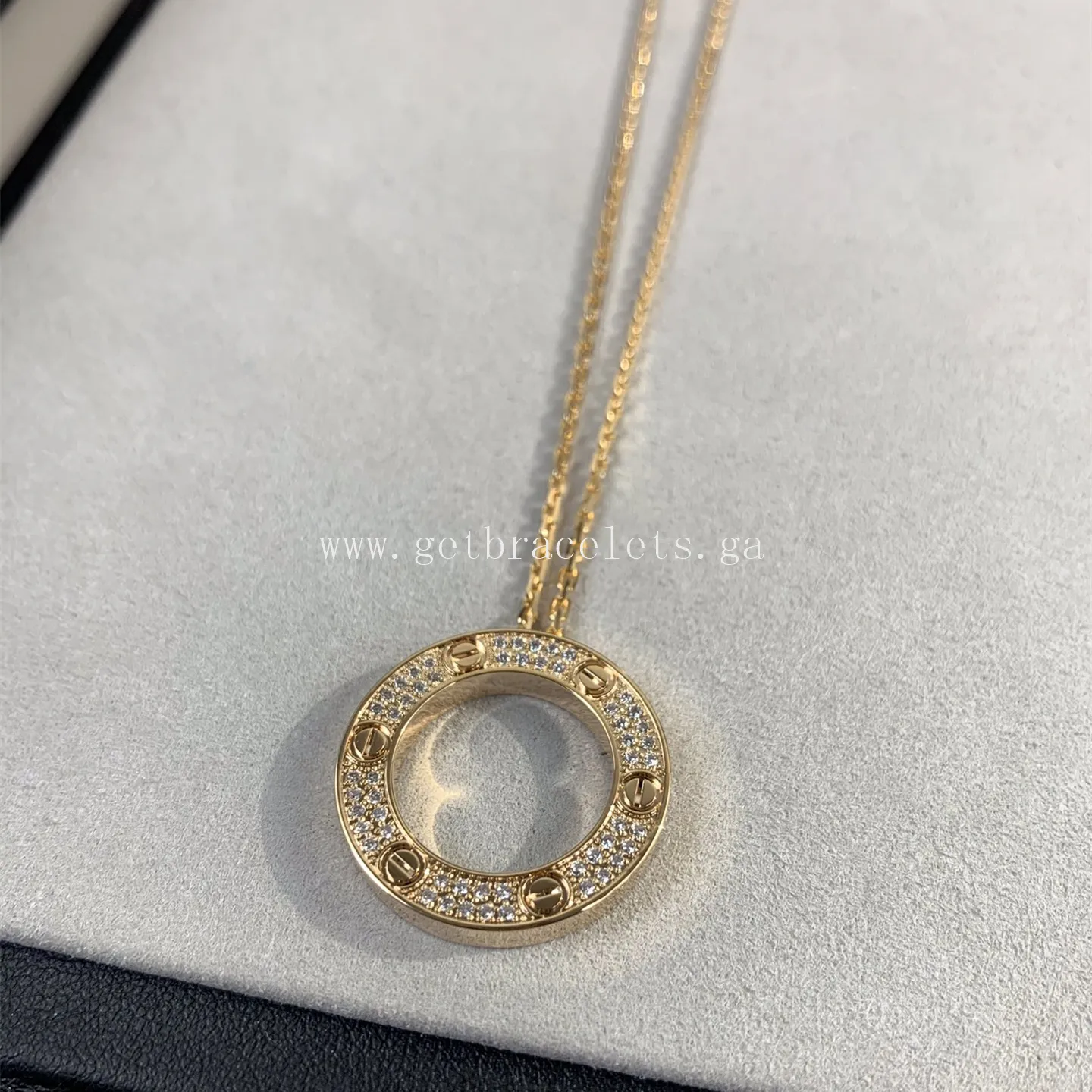Cartier Love Necklace Rose Gold With Pave Diamonds