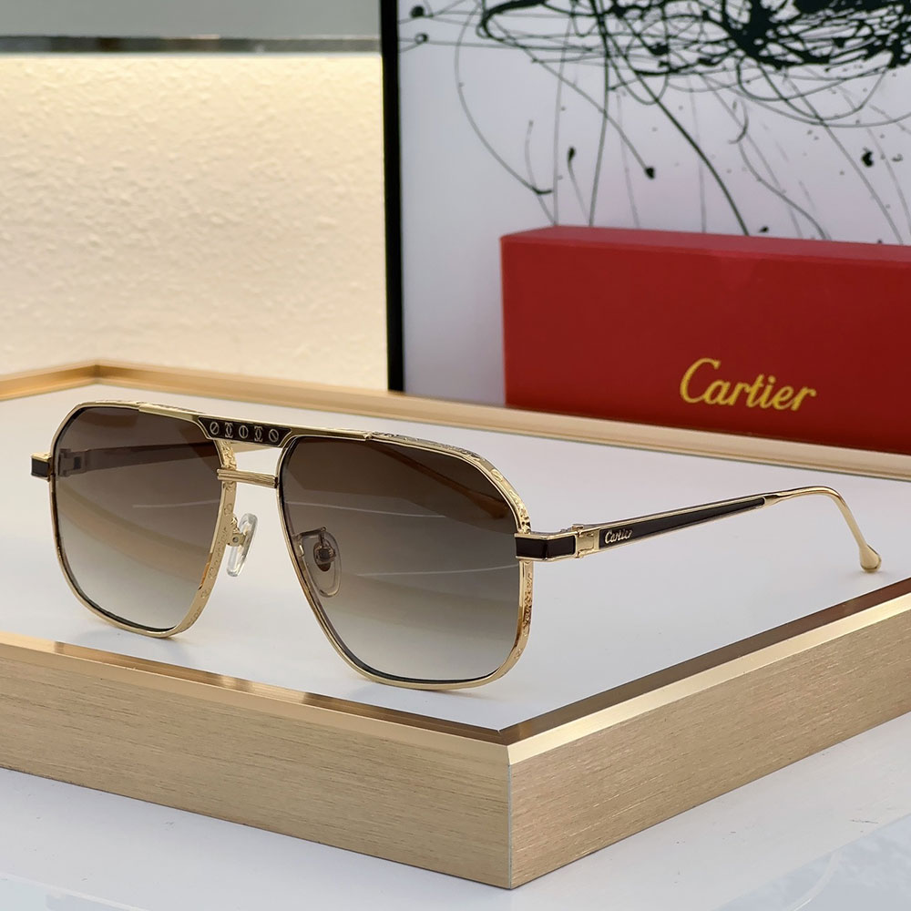 Cartier Metal Mirror Leg Logo Sunglasses Top quality （Replica）