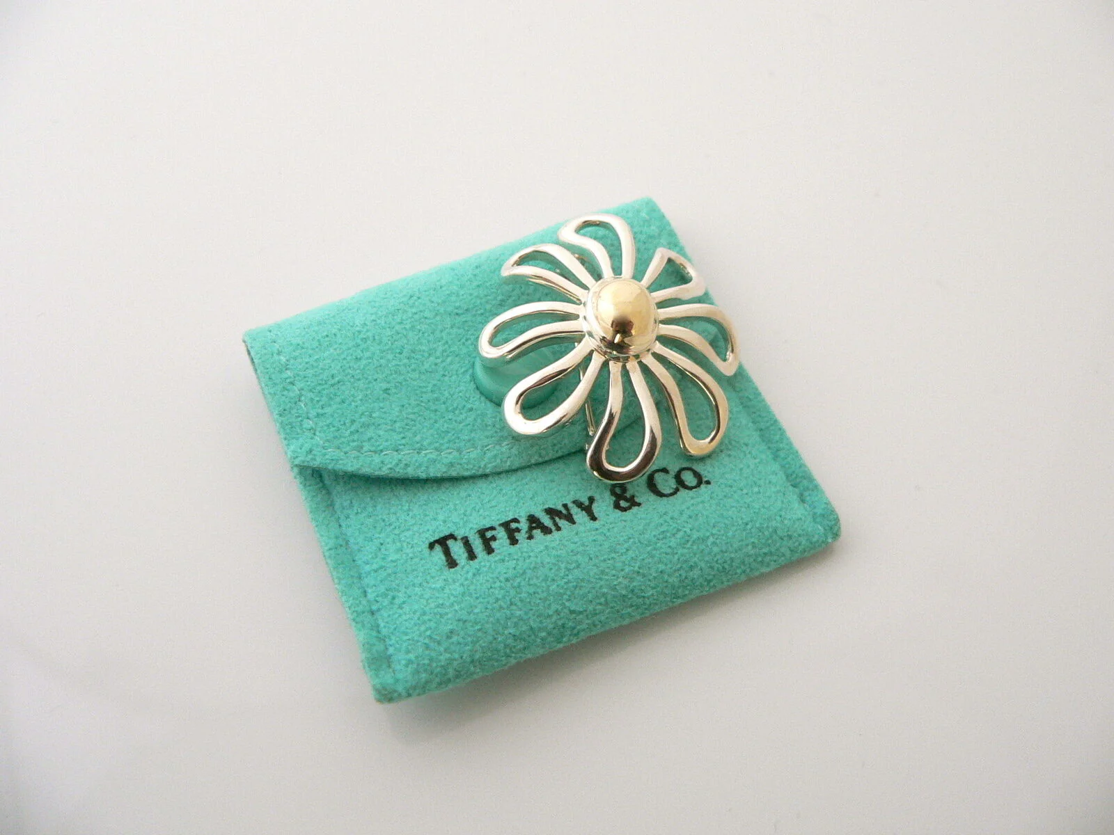 Tiffany & Co Silver 18K Gold Large Picasso Daisy Flower Brooch Pin Nature Lover