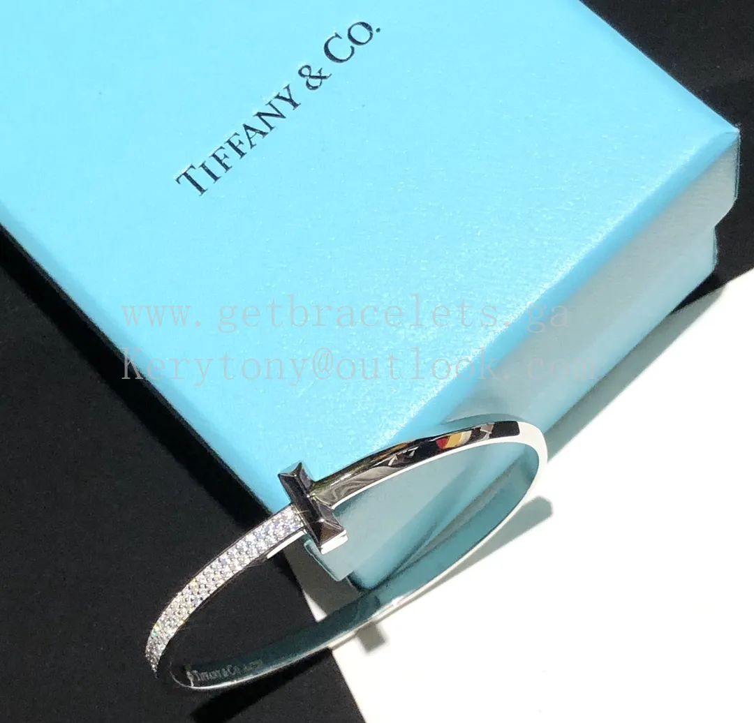 Tiffany T1 Wide Diamond Hinged Bangle White Gold