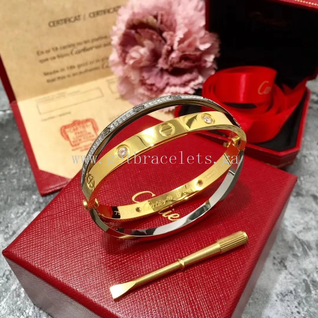 Cartier Double Love Diamond Paved Bracelet White Gold/Yellwo Gold/Rose Gold
