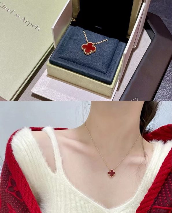 Van Cleef Necklace Dupe, Red Clover Leaf Necklace & White Clover Leaf Necklace