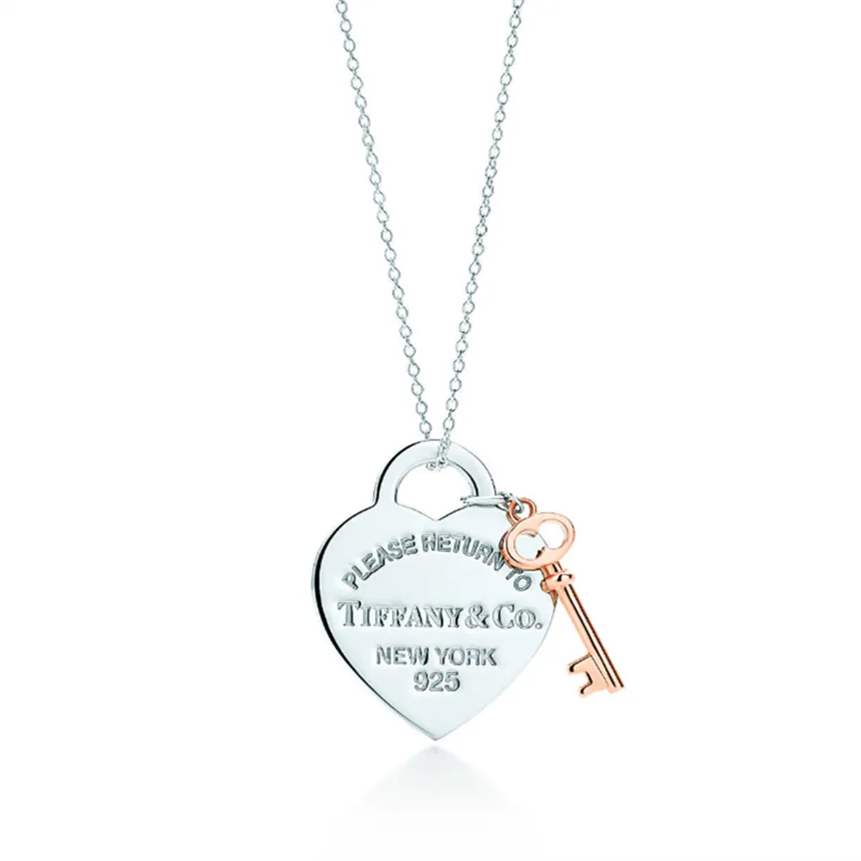 Top Tiffany Heart Tag Key Pendant Chain Necklace Mother's Day Gift GRP06364/30971531