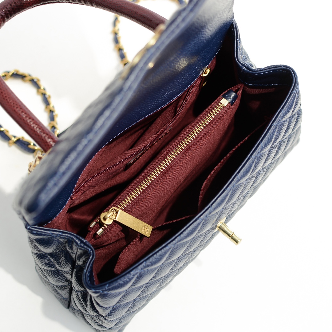 Chanel Stripe Gold Buckle Medium Shoulder Bag Handbag