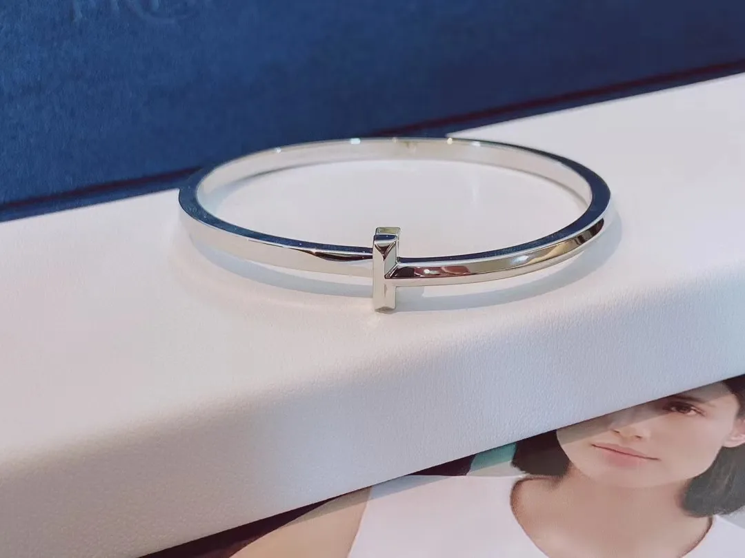 Tiffany T T1 Narrow Hinged Bangle Champagne Gold/White Gold