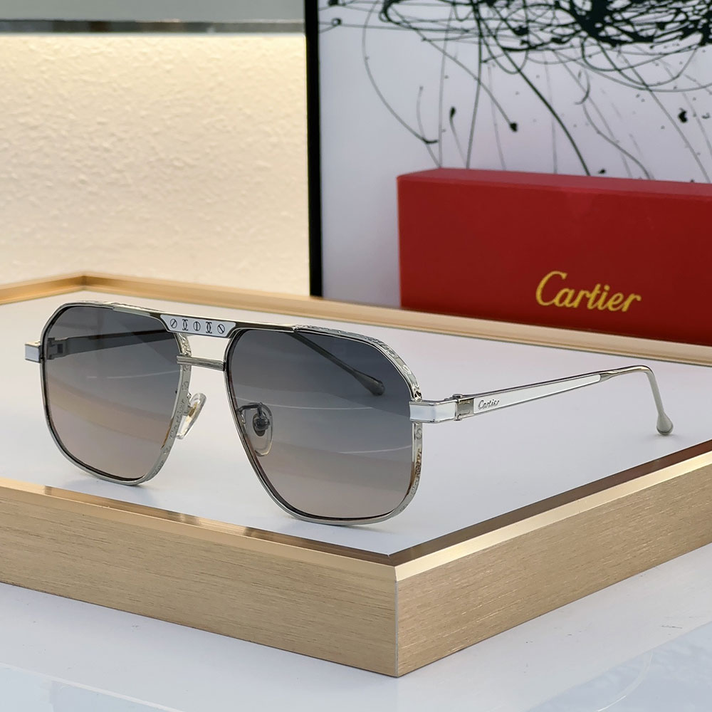Cartier Metal Mirror Leg Logo Sunglasses Top quality （Replica）
