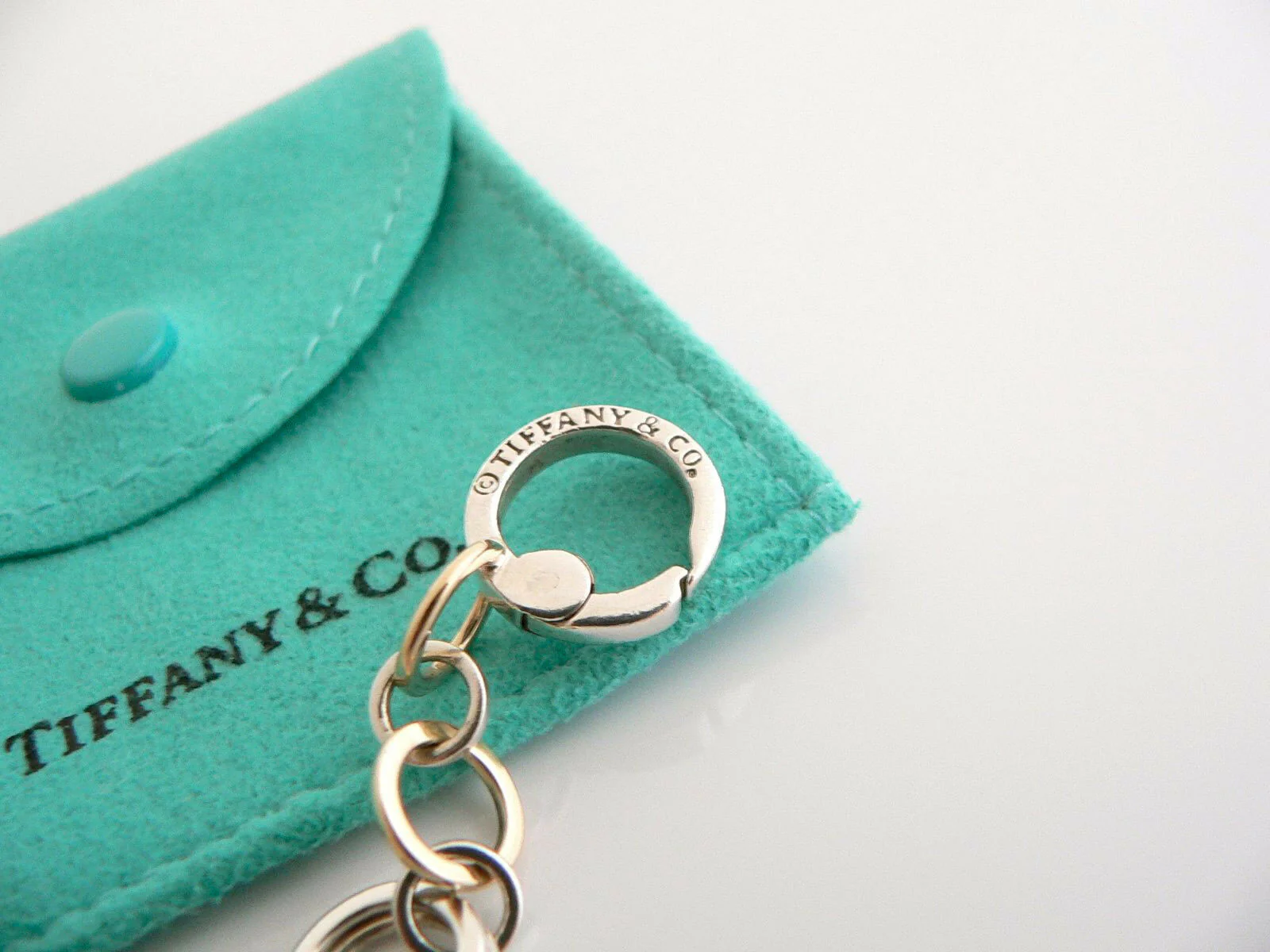 Tiffany & Co Silver 18K Gold Circles Bracelet Link Bangle 8 Inch Love Gift Pouch