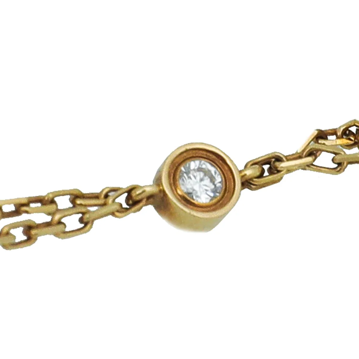 Cartier 18K Yellow Gold 2 Diamonds Love Double Chain Bracelet
