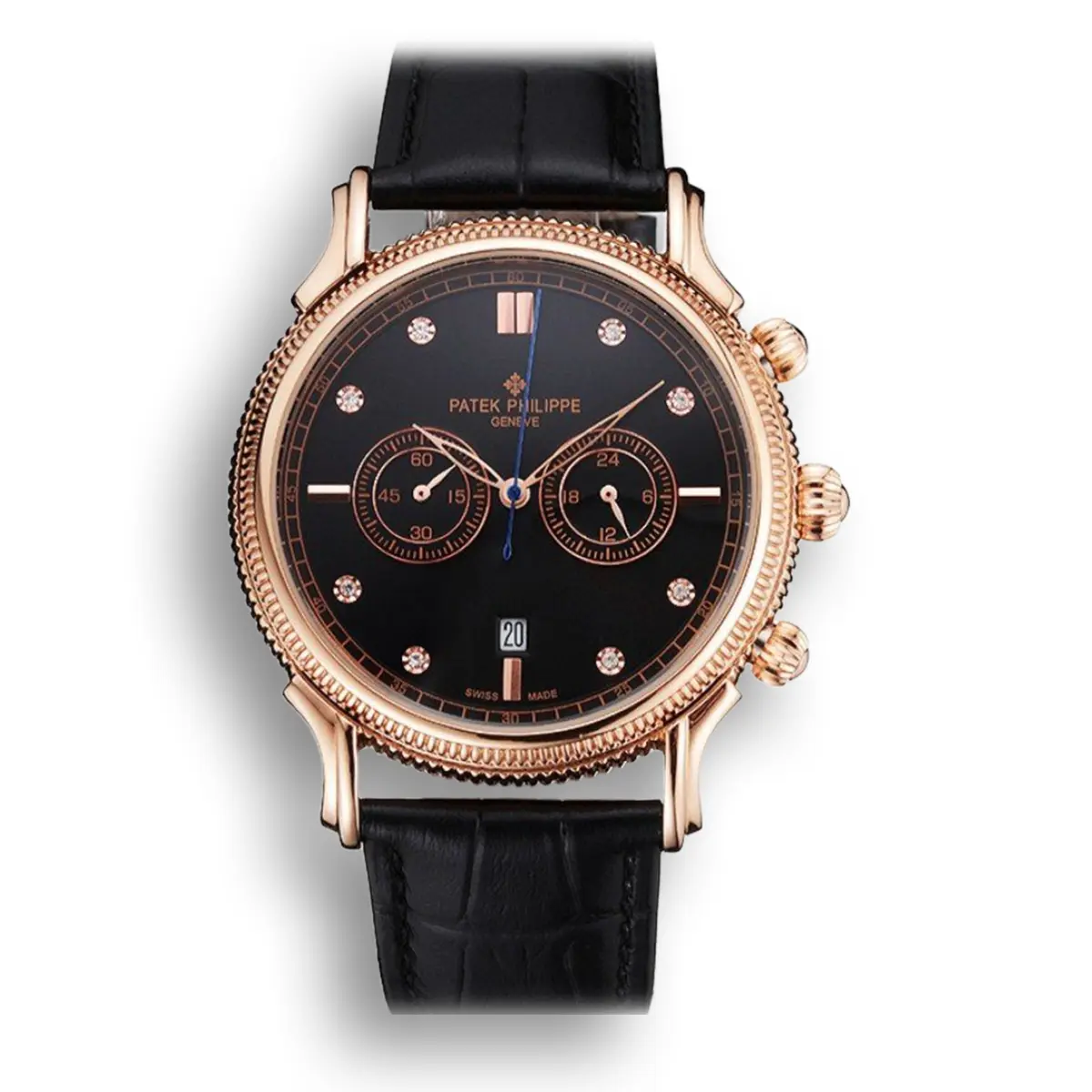 Chronograph Black Dial With Diamonds 40 mm, Rose Gold Plated