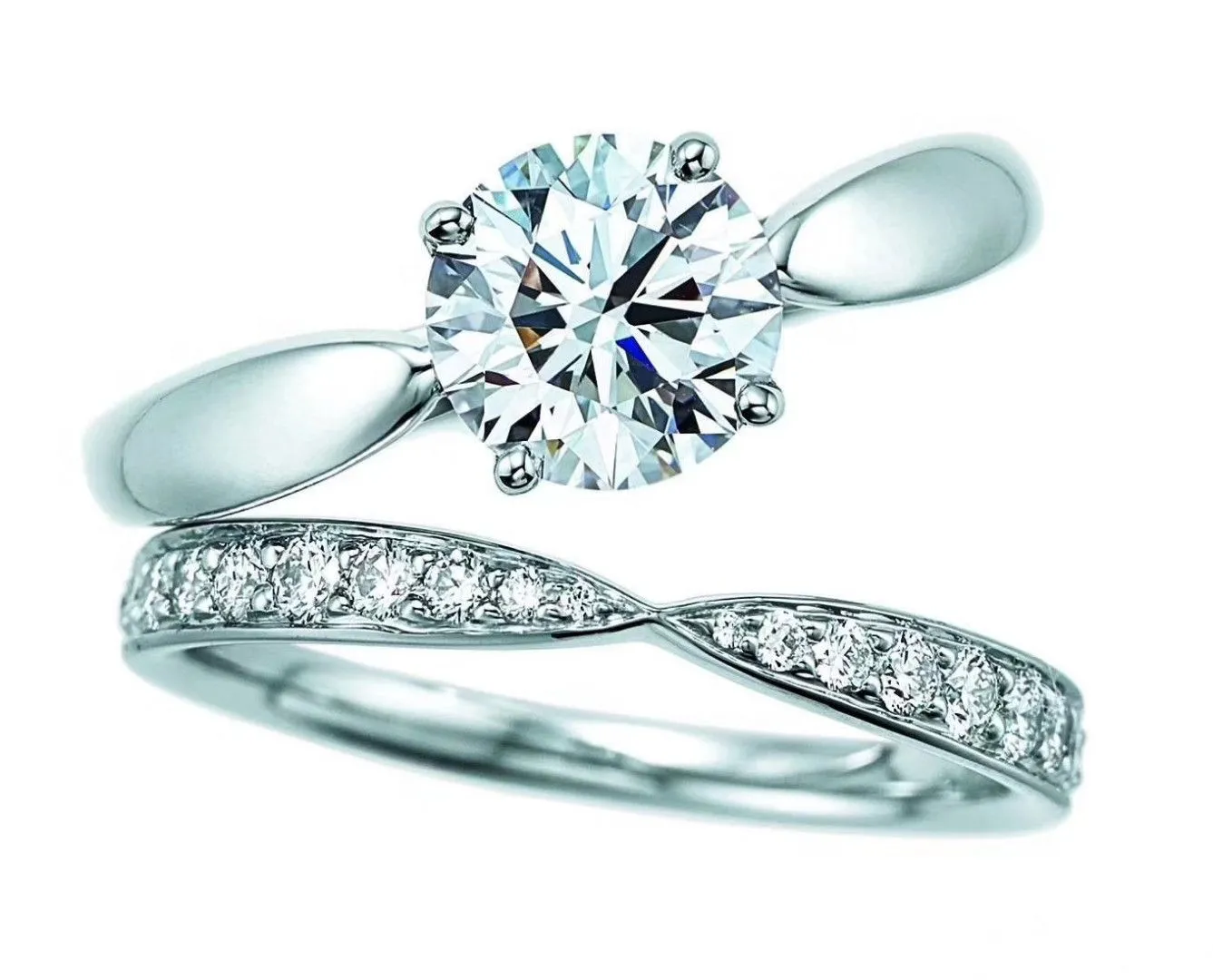 Most New Tiffany Love Setting Fully-diamonds Silver Band Women Four Paws Two-in-one Engagement Ring UK