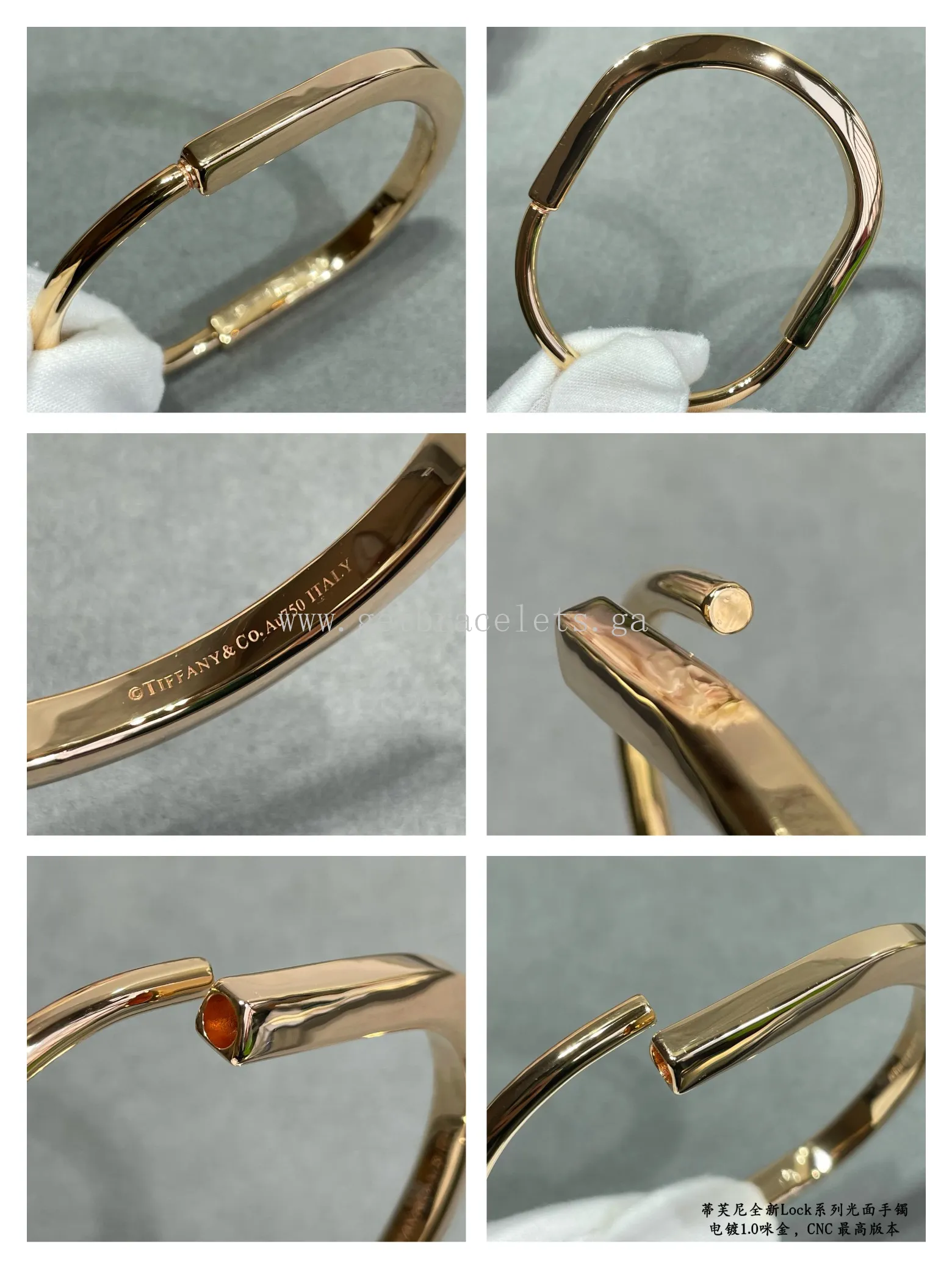 Tiffany Lock Bangle in White Gold/Rose Gold/Yellow Gold/Yellow Gold