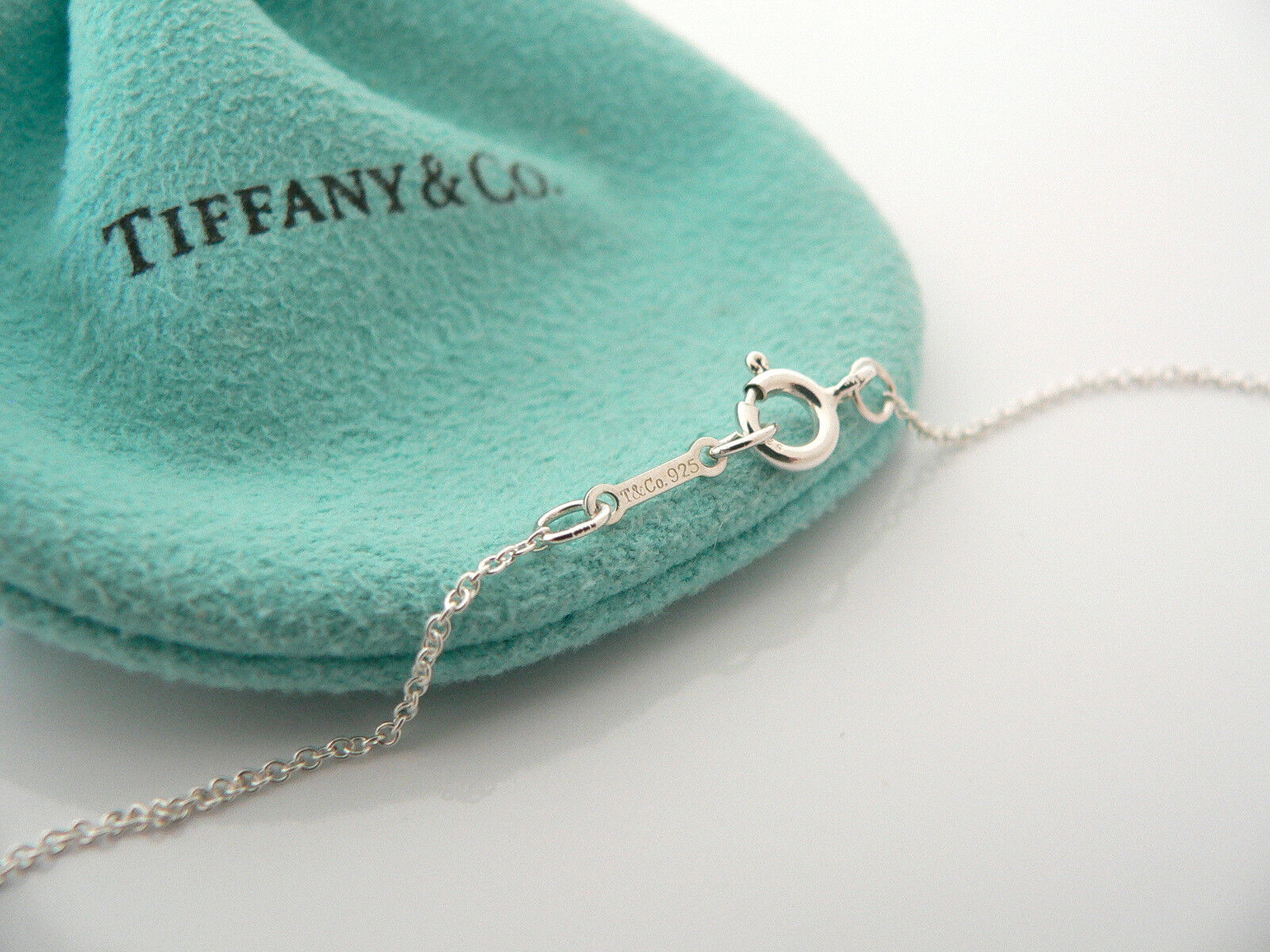 Tiffany & Co Diamond Heart Necklace 19 Inch Longer Chain Gift Love Pouch Picasso