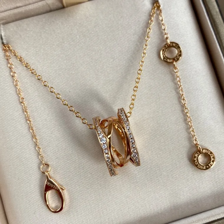 B.zero1 Design Legend 4-Band Necklace in Rose Gold Set with Pave Diamonds