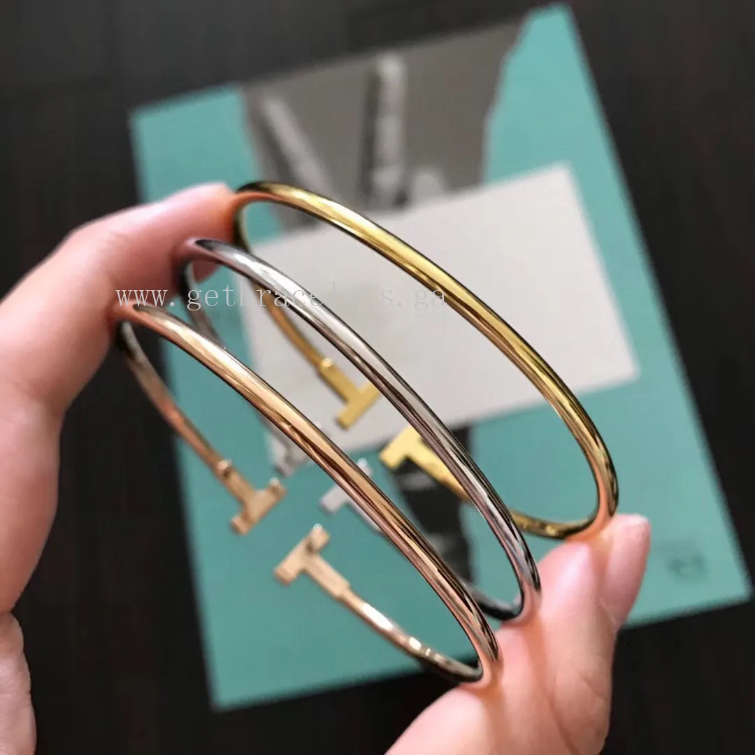 Tiffany T Wide Wire Bracelet in Yellow Gold/Rose Gold/White Gold