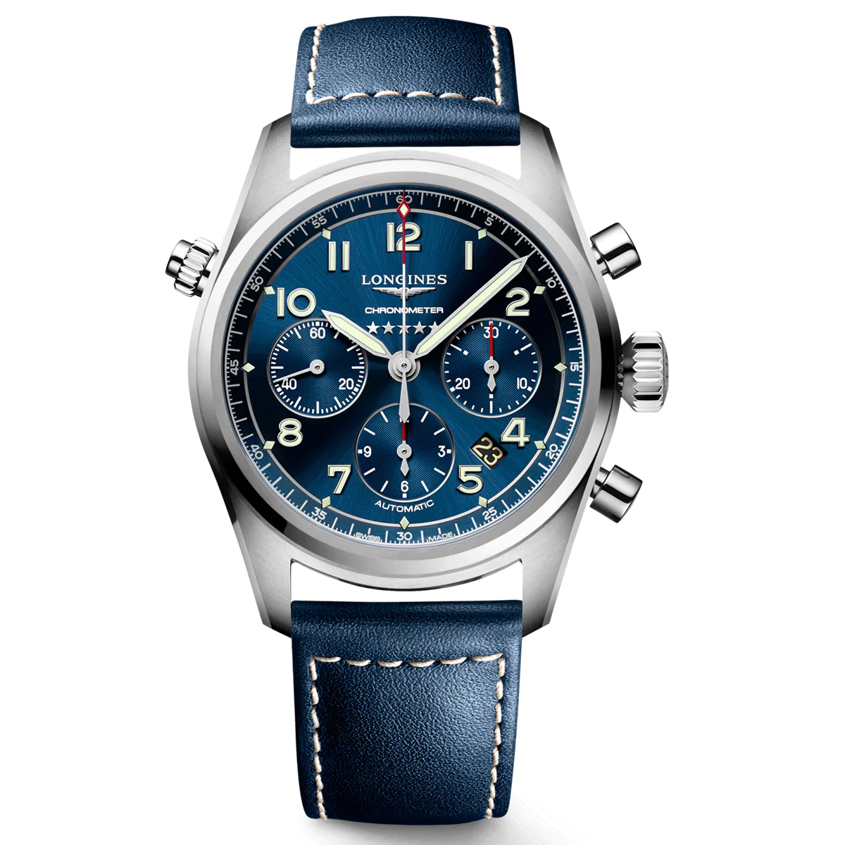 Spirit 42MM Automatic Chronograph Blue Dial Leather Strap Watch L38204930