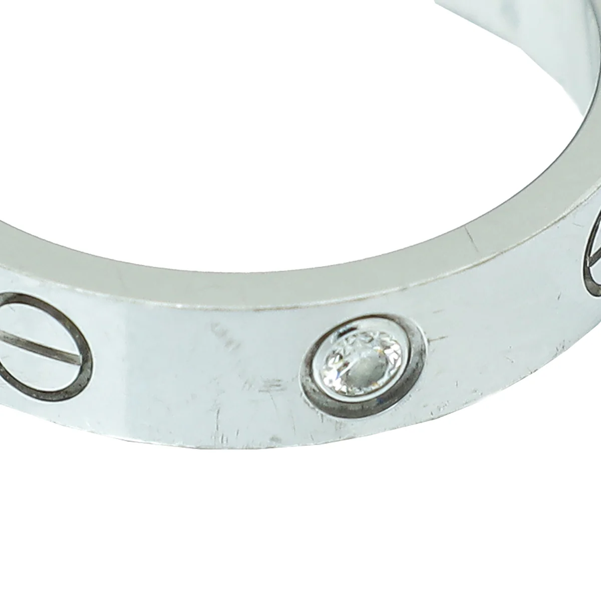 Cartier 18K White Gold 1 Diamond Love Wedding Band Ring 51