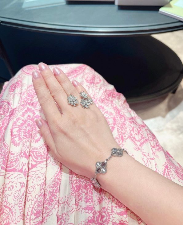 Van Cleef Bracelet Dupe, White Gold Clover Bracelet