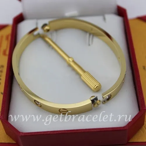 Imitation Cartier Men and Women Yellow Gold Love Bracelet 4 Diamonds B6035916 (New Version - Prevent Screws Fall Out)