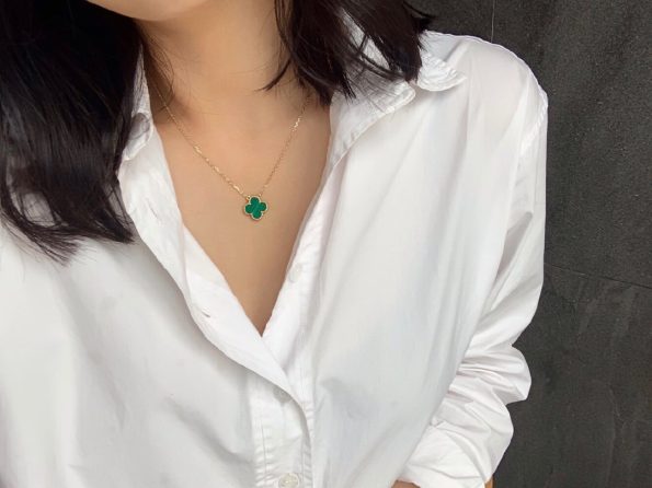 Van Cleef Necklace Dupe, Green Clover Leaf Necklace