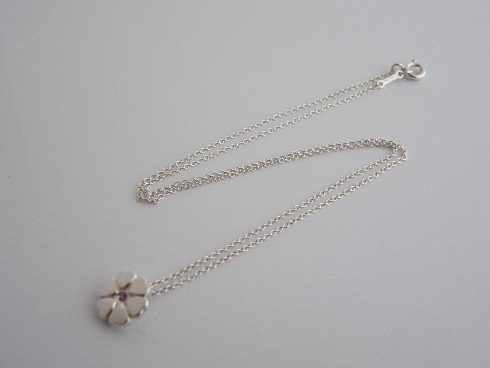 Tiffany & Co Crown of Hearts Pink Sapphire Necklace Pendant Silver Love Gift