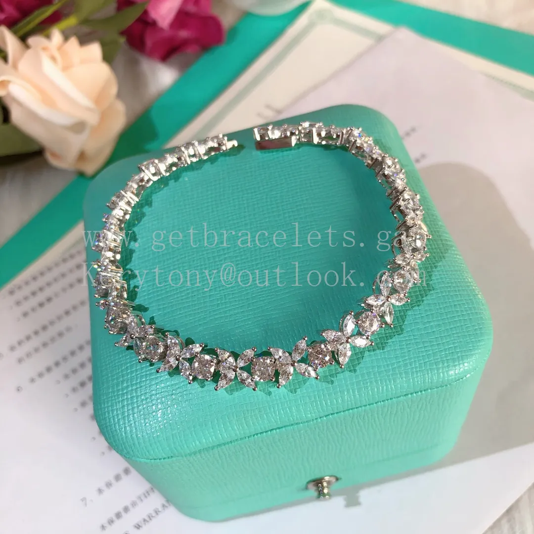 Tiffany Narrow Alternating Bracelet White Gold With Diamonds
