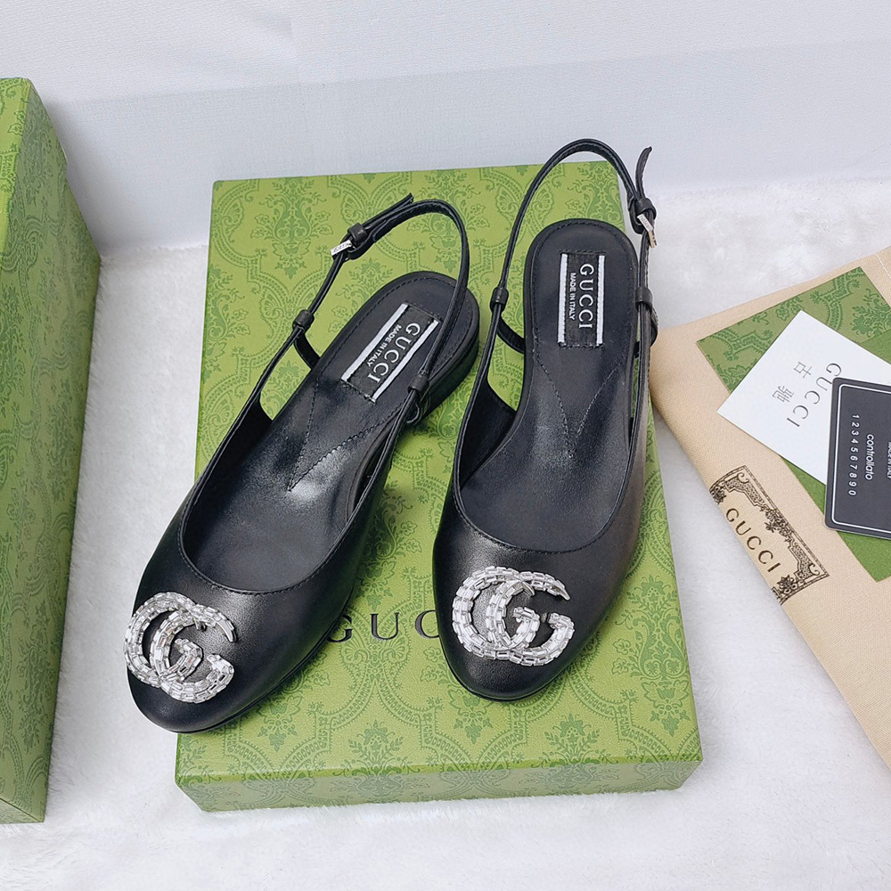 Gucci Leather Flats  Slide Sandal (Replica)