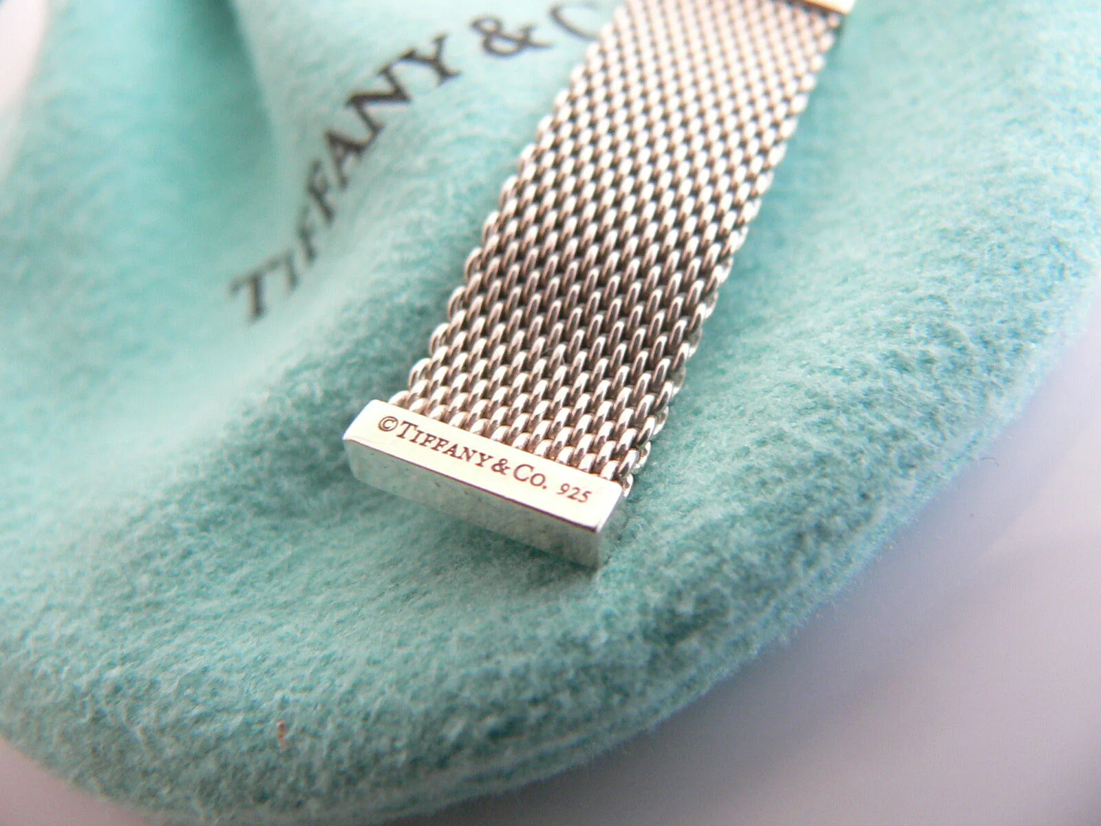 Tiffany & Co Silver Diamond Mesh Dangling Dangle Necklace Pendant Gift Love Rare