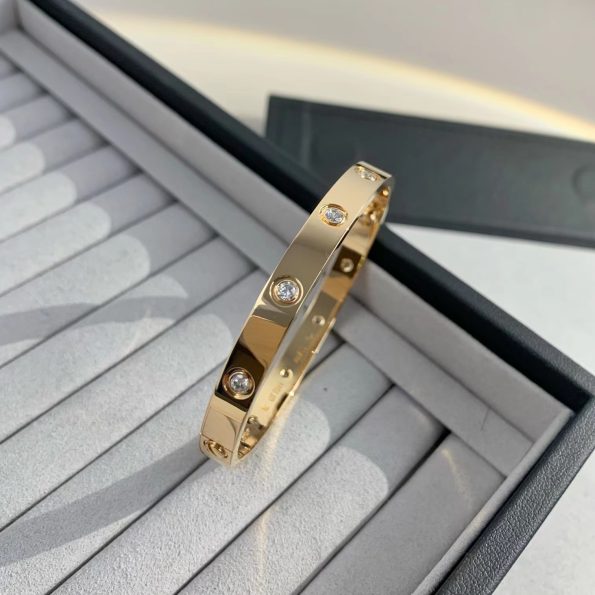 Cartier Love Bracelet Dupe, Rose Gold, Ten Diamonds