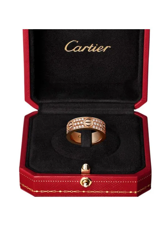 Replica Cartier Love Ring 18K Pink Gold Paved Diamonds B4087600