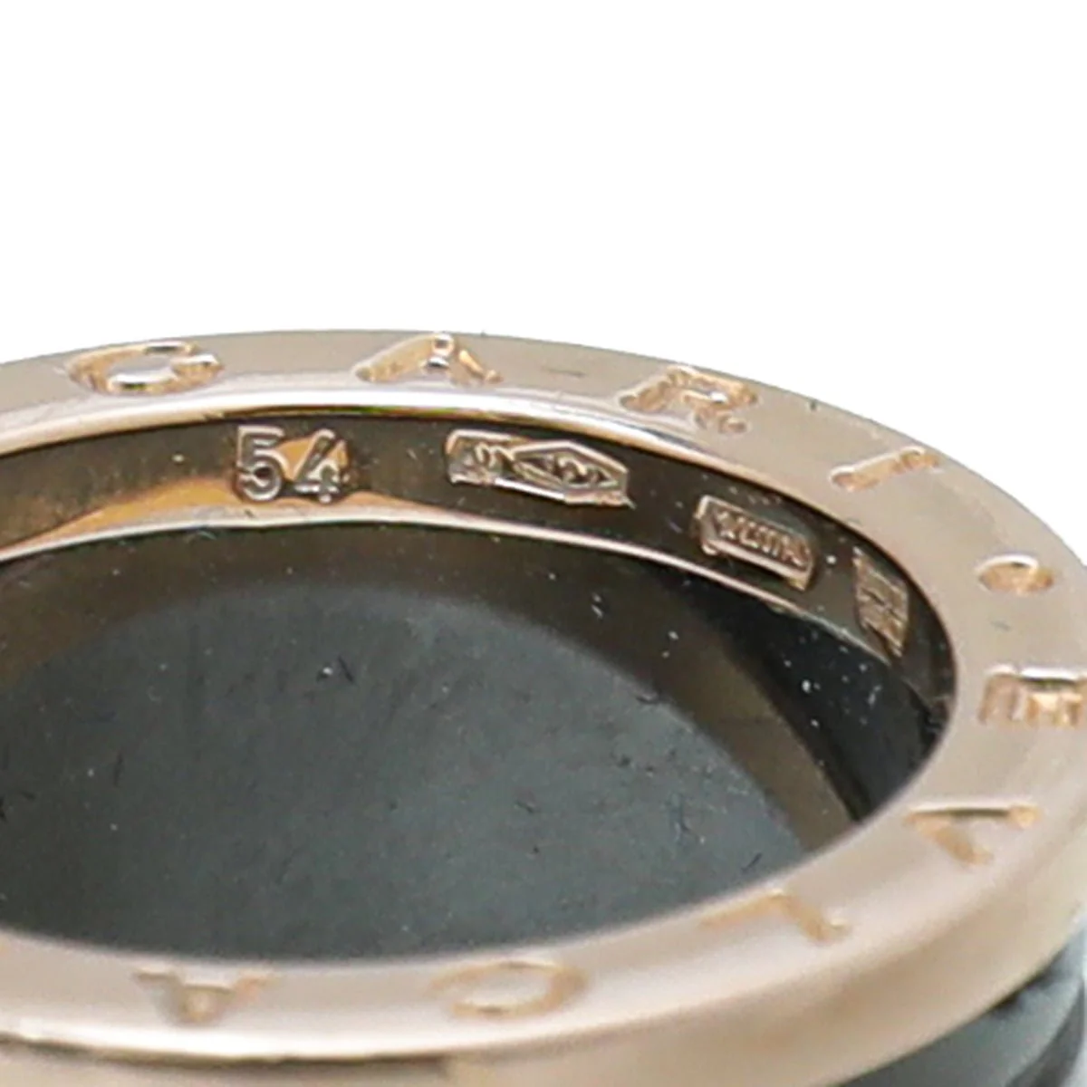 Bvlgari 18K Rose Gold Black Ceramic B Zero1 4 Band Ring 54