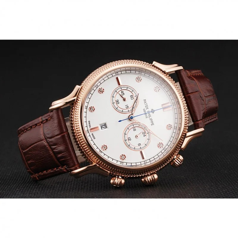 Chronograph White Dial With Diamonds 40 mm, Rose Gold Plated
