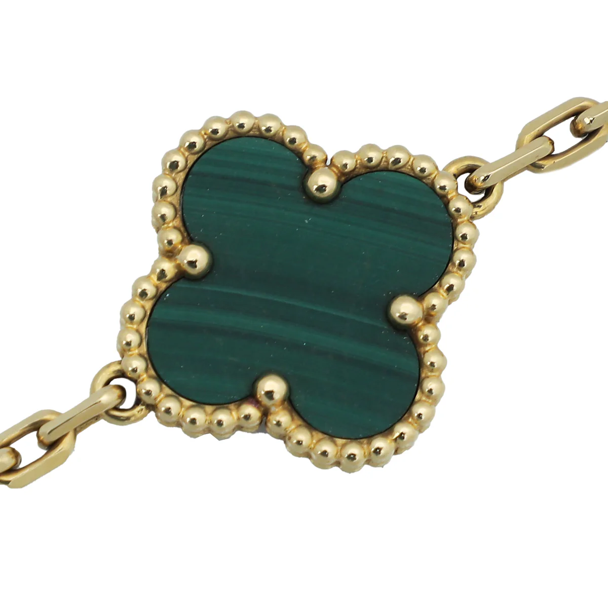 Van Cleef & Arpels 18K Yellow Gold 5 Motifs Malachite Vintage Alhambra Bracelet