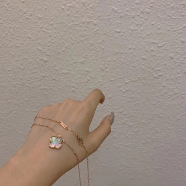 Van Cleef Necklace Dupe, Grey Clover Necklace, Gold & Rose Gold