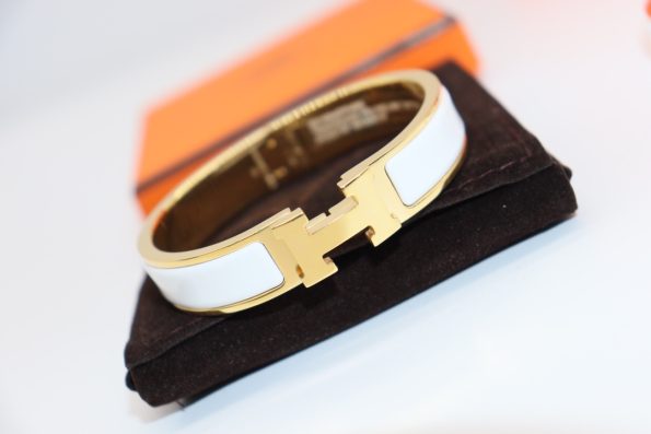Hermes Bracelet Dupe, Clic H Bracelet, White Enamel
