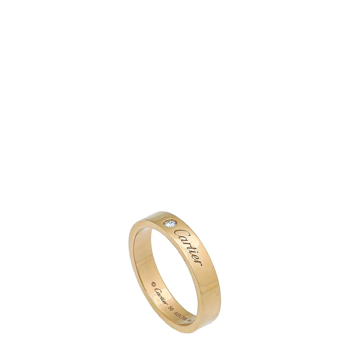 Cartier 18K Pink Gold Diamond C De Cartier Wedding Band Ring 56