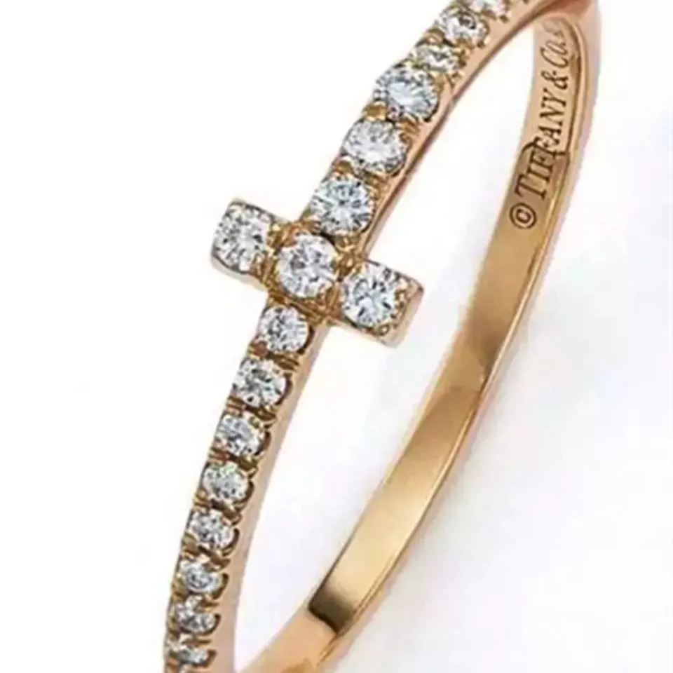 Tiffany T Wire Ring Rose Gold With Diamonds For Women UK Sale OnlineGRP08658/GRP08661