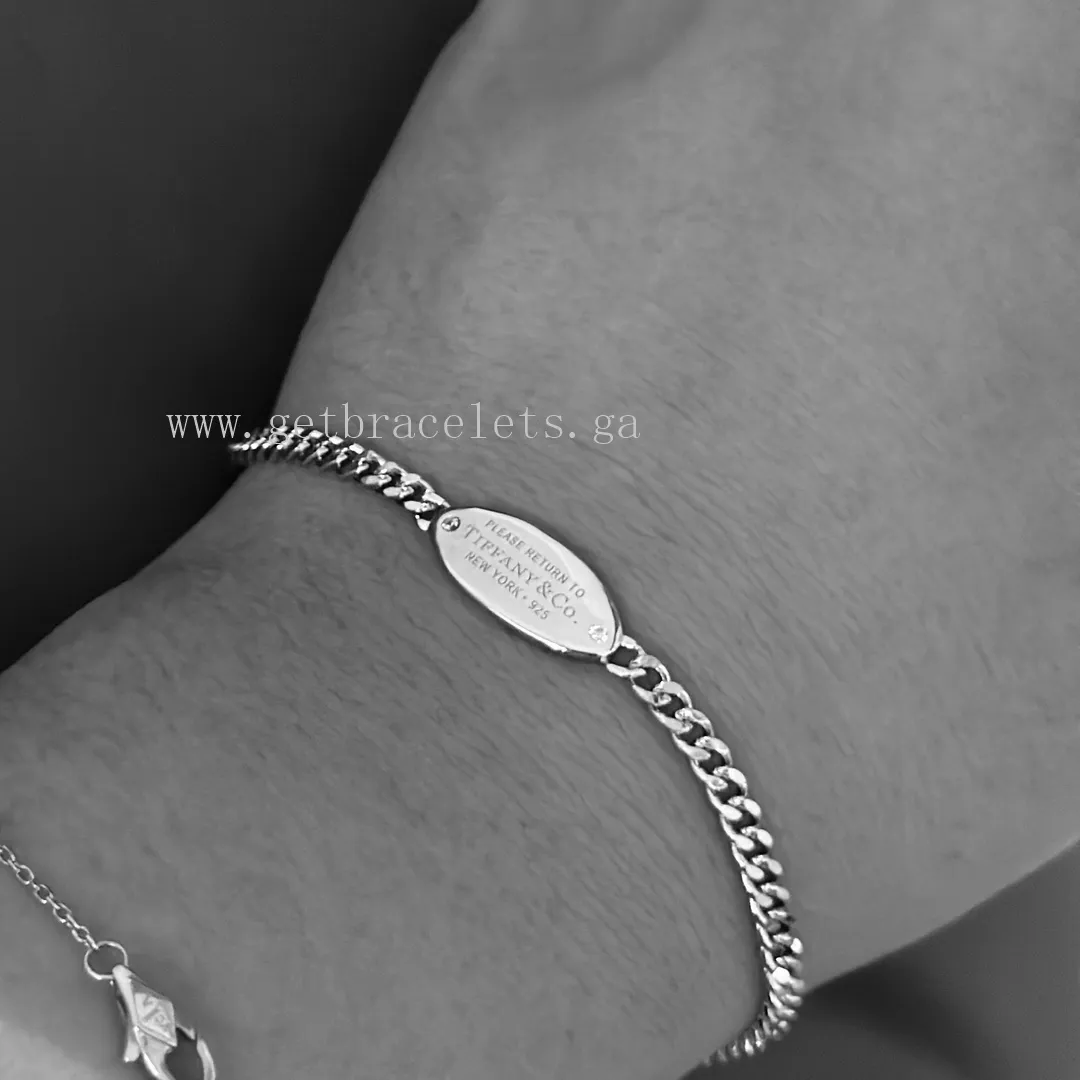 Tiffany Oval I.D. Bracelet in Sterling Silver with Diamonds