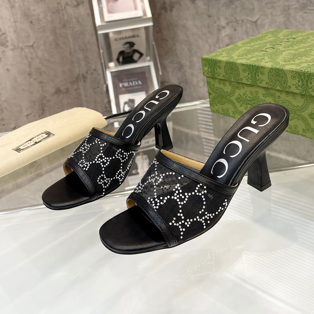 Gucci Mesh High heel Sandals Slide Sandal (Replica)